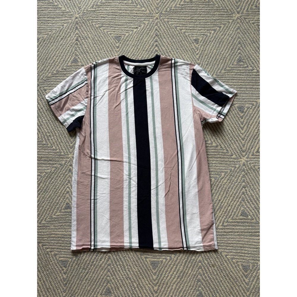 San Francisco Work Shirts Striped T-Shirt - Pink/Multicolor - Large